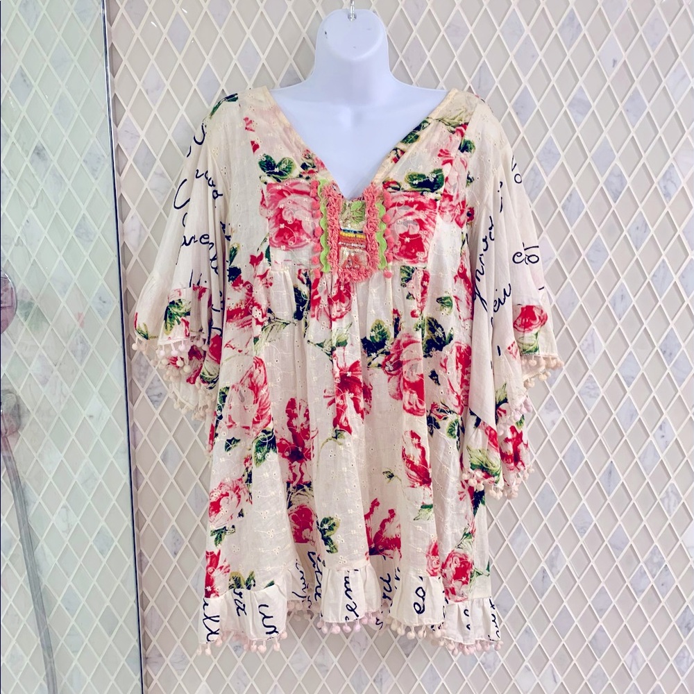 Antica Sartoria Top Cherry Rose-Signature Print